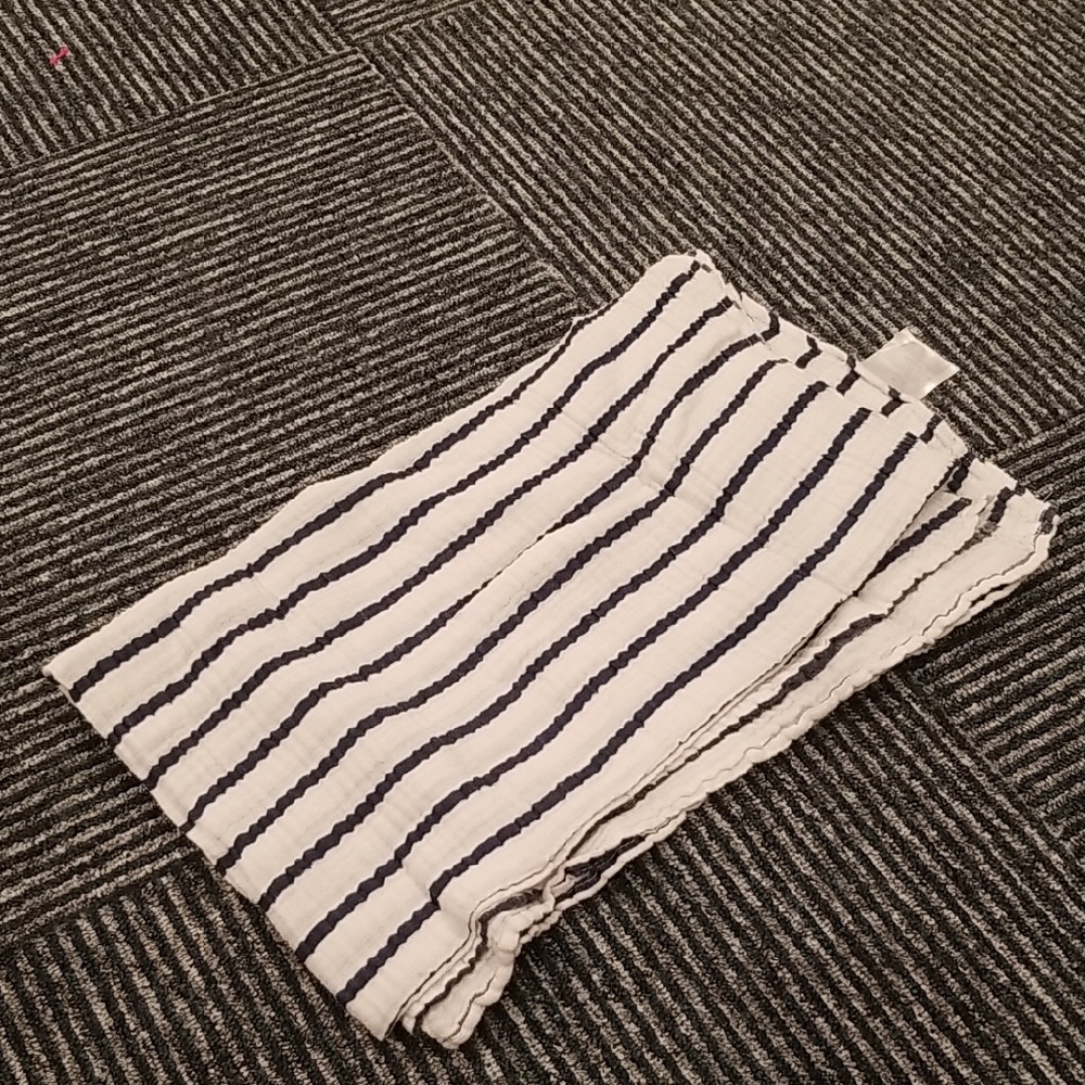 Red Rover Navy and White Striped Muslin Baby Blanket